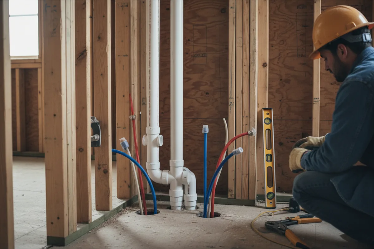 Drain and supply rough-in during Drain Cleaning in Rileyville