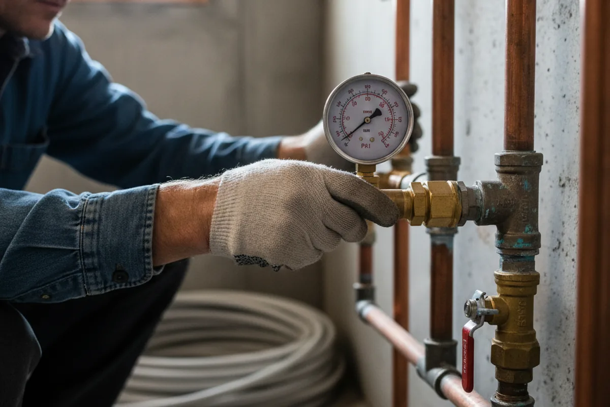 Pressure testing a repaired line during Water Line Repair in Rileyville